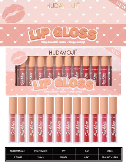 Hudamoji Silky Smooth Matte Long Lasting Lipgloss Set Pack of 12
