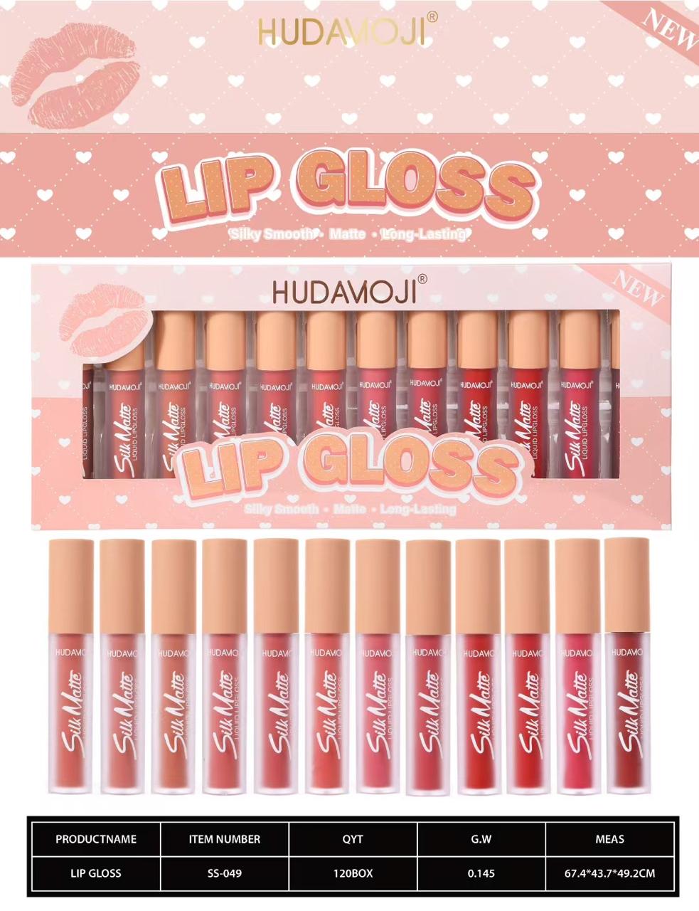 Hudamoji Silky Smooth Matte Long Lasting Lipgloss Set Pack of 12