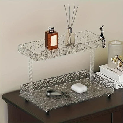 Rabbit Diamond Pattern 2-Tier Acrylic Makeup Cosmetic Organizer