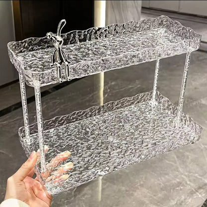 Rabbit Diamond Pattern 2-Tier Acrylic Makeup Cosmetic Organizer
