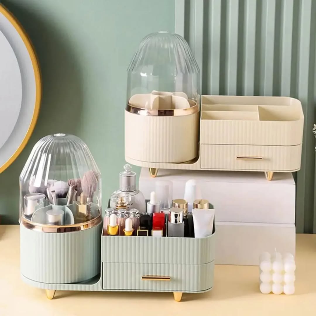 New Elegant Style 360 Degree Rotating Cosmetic Organizer Brush Holder And Cosmetic Tray