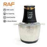 RAF Food Processor Chopper Stainless Steel Kitchen Blender 4 Sharp Blades 3 Liter Capacity R.7035