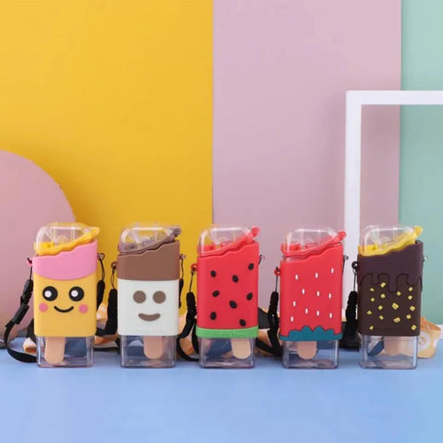 Ice Cream Design Water Bottle With Sipper Straw