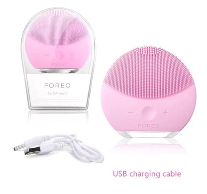 Rechargeable Vibrating Electric Sonic Facial Cleansing Brush Massager Silicon For Deep Cleansing