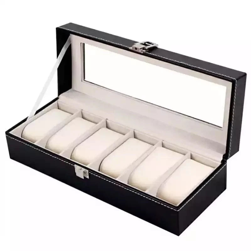 6 Slot PU Leather Watch Organizer Leather Watch Box With Lock System