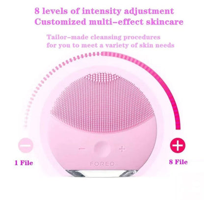 Rechargeable Vibrating Electric Sonic Facial Cleansing Brush Massager Silicon For Deep Cleansing