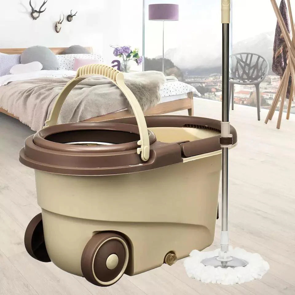 Rolling Wheel Mop For Floor Cleaning 360° Spin Mop Rotating And Bucket Set