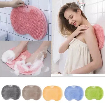 Silicone Bath Mat Shower Cushion Brush Foot Massage Mat Scrub Back Bath Brush Anti-Slip Mat Scrubber