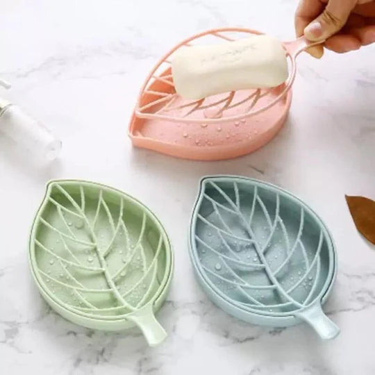 Leaf Shaped Soap Holder With Draining Tray Soap Box With Dish Storage Plate