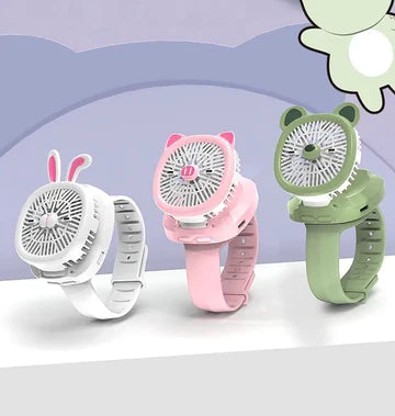 Mini USB Rechargeable Fan Cartoon Watch Cute Fan For Kids