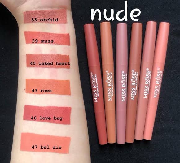 Miss Rose 2in1 Lipstick And Lip Liner Nude Shades 6Pcs Set
