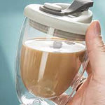 Double Wall Glass Mug With Lid