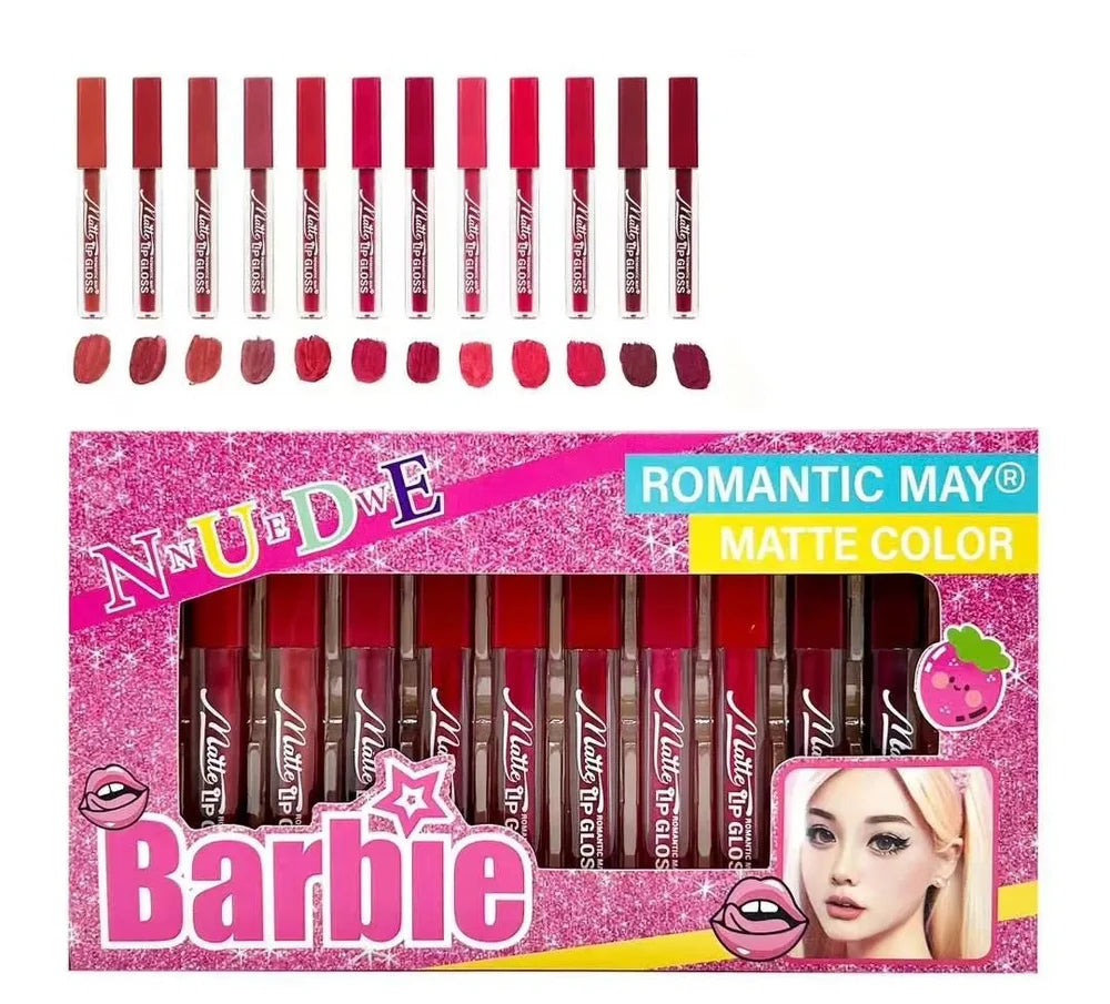 Ks-One NNuEdwE Barbie Inspired Matte Color Lip Gloss  Pack Of 12
