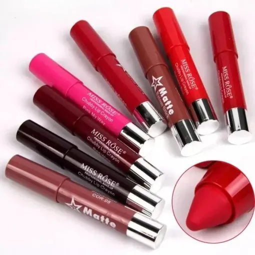 MISS ROSE Matte Lip Balm Crayon 6PcsSet
