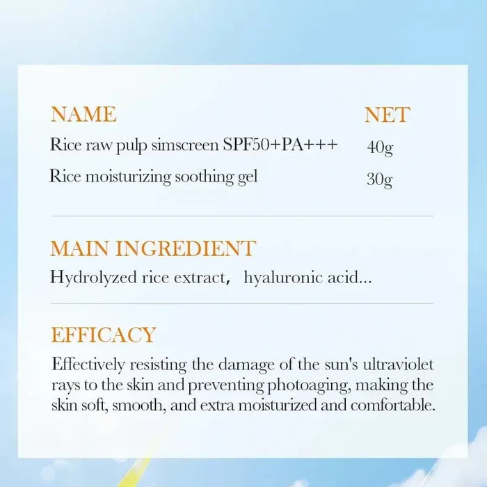 BIOAQUA Rice Raw Pulp Sunscreen Set - SPF50 PA+++ 2 Piece Set  70g