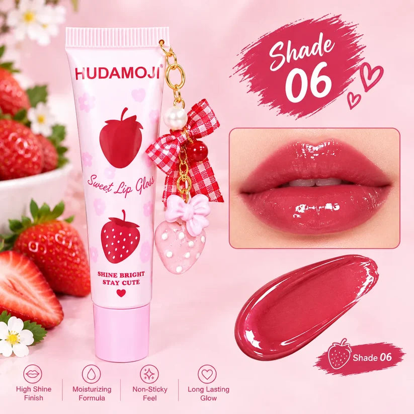 Hudamoji Strawberry Glossy Sweet Lip Gloss Pack of 6