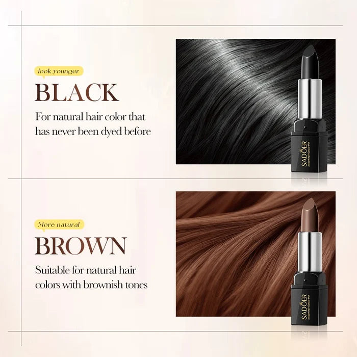 Sadoer Instant Hair Color Pen - Temporary Hair Cover - Brown 3.8g