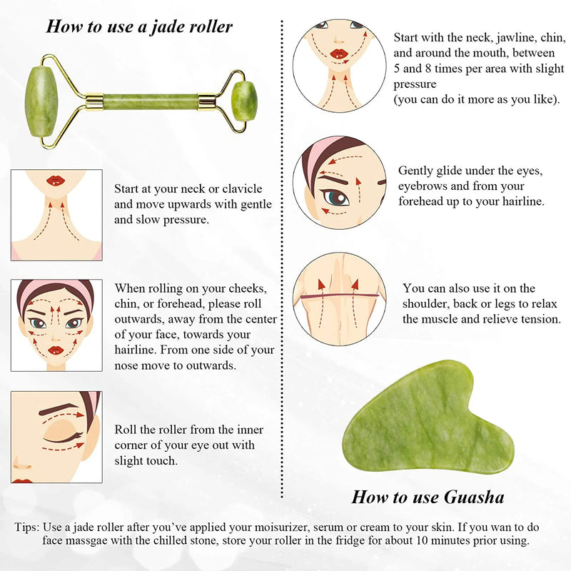 JADE ROLLER & GUA SHA FACIAL TOOL SET