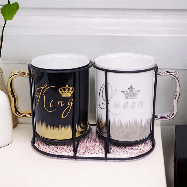 King And Queen Couple Ceramic Marble Coffee Mug Set 3538