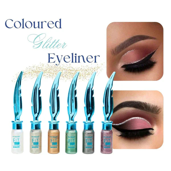 Kiss Beauty Fit Eye Glitter Eyeliner Waterproof Long Lasting 6Pcs Set