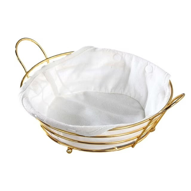 Metal Gold Round Fruit Basket