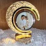 LED Crystal Moon Photo Lamp Half Moon Crystal LED Frame Glass Moon Crystal Led Photo Frame