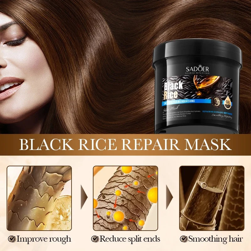 Sadoer Black Rice Smooth Repairing Hair Mask, 500 g