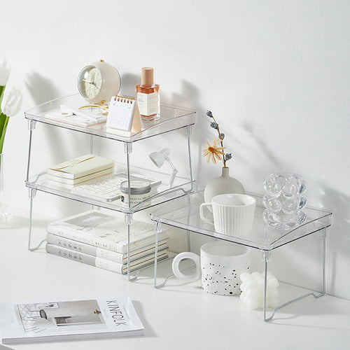 Multipurpose Single Layer Clear Acrylic Desk Organizer Vanity Counter Top