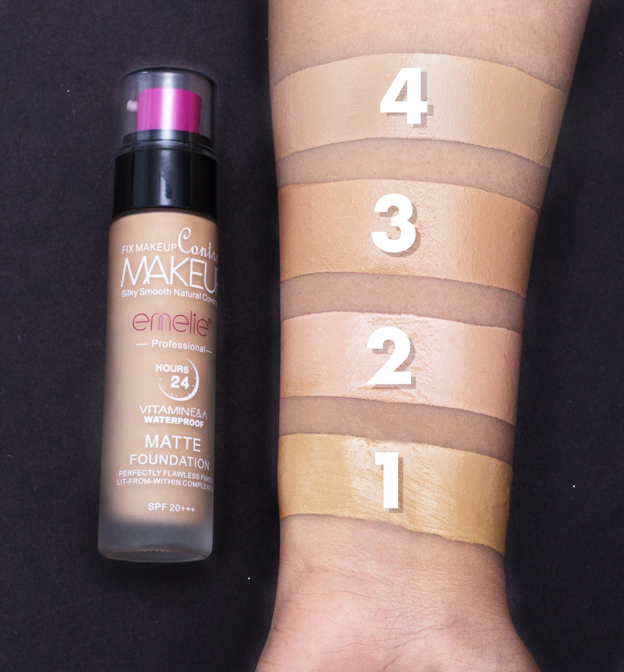 Emelie 24 Hours Vitamin A & E Waterproof Matte Foundation SPF 20+++