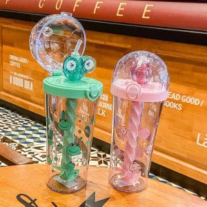 Cute Cartoon Mixing Cup Water Bottle With Straw