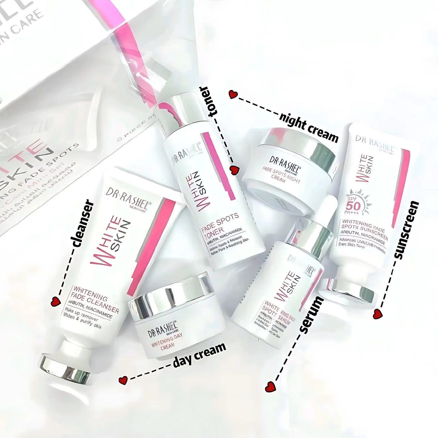 Dr Rashel Whitening Fade Spots Skin Care Mini Set pack of 6
