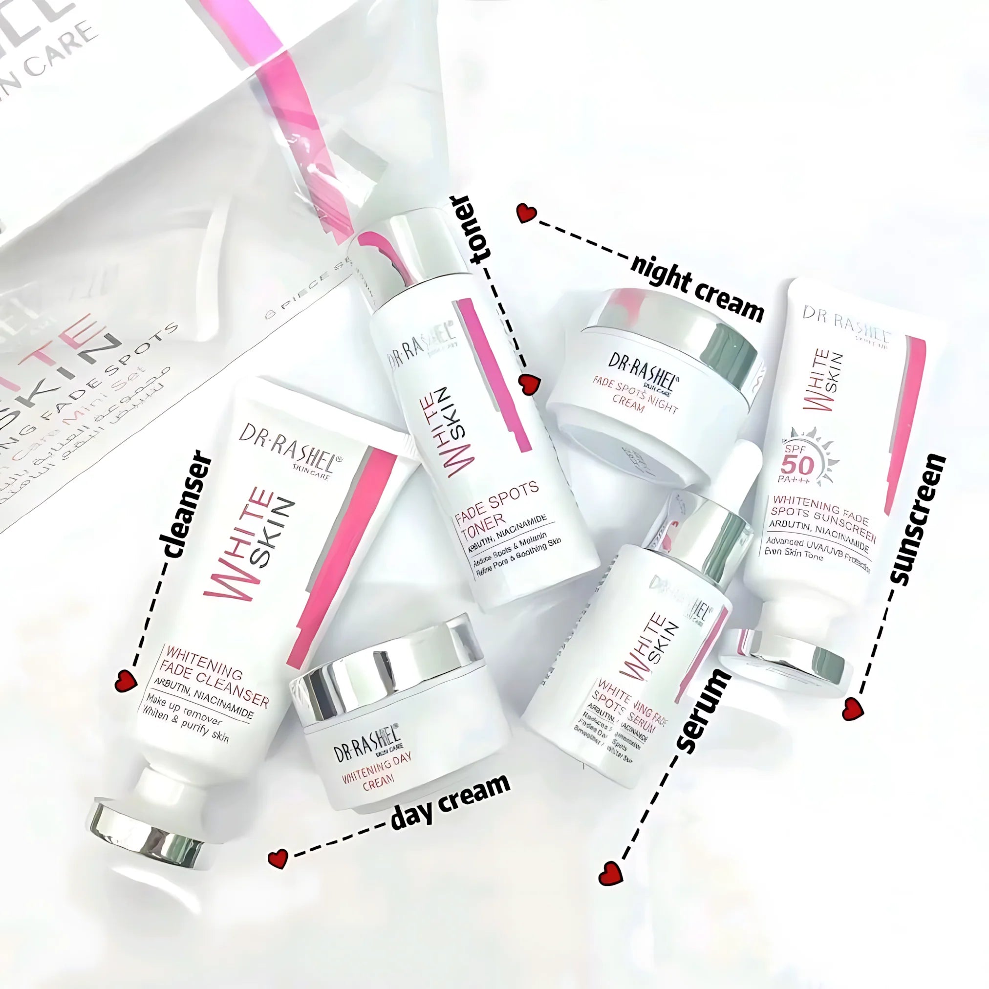 Dr Rashel Whitening Fade Spots Skin Care Mini Set pack of 6