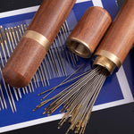 Stainless Steel 30 Pcs Side Hole Blind Sewing Needles With Wooden Needle Case