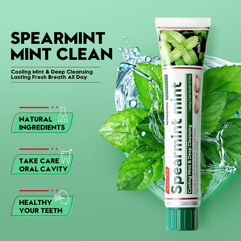 SADOER Spearmint Mint Cooling Mint Deep Cleansing Whitening Refreshing Toothpaste 100g