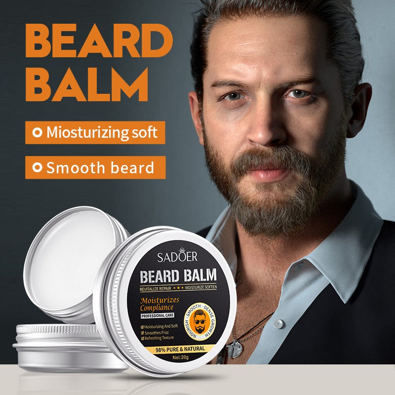 SADOER Men Beard Balm Nourishing Care Cream Revitalize Repair Moisturize Soften Beard Balm 20g