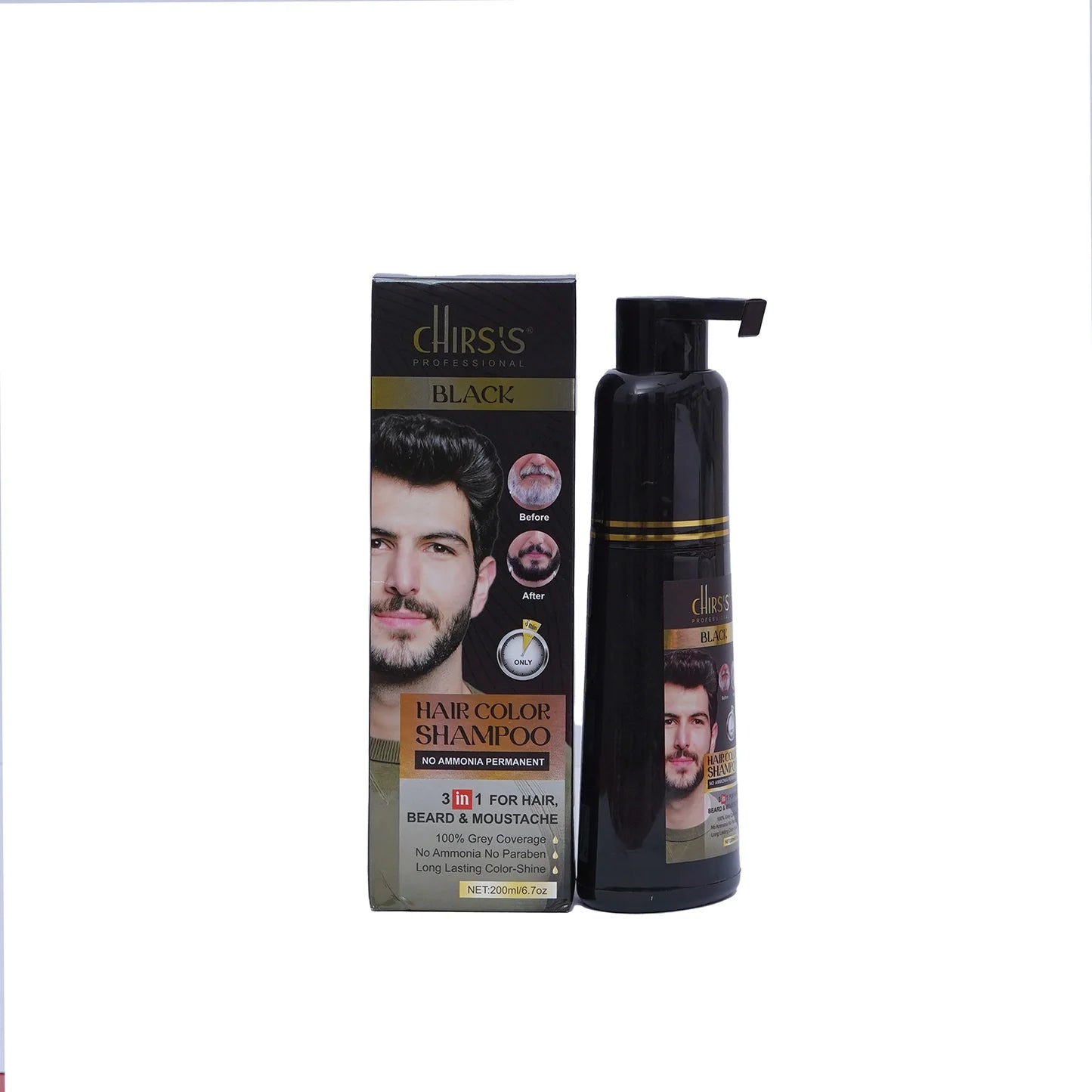 CHIRS'S Professional Hair Color Shampoo With Argan Extract - Black