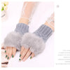Winter Gloves Artificial Fur Ladies Fingerless Wool Knitted Gloves