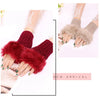 Winter Gloves Artificial Fur Ladies Fingerless Wool Knitted Gloves