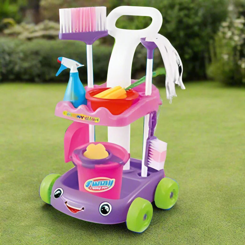 Realistic Cleaning Set Kit With Trolley Toy For Kid