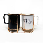 Mr & Mrs Mugs with Stand Set