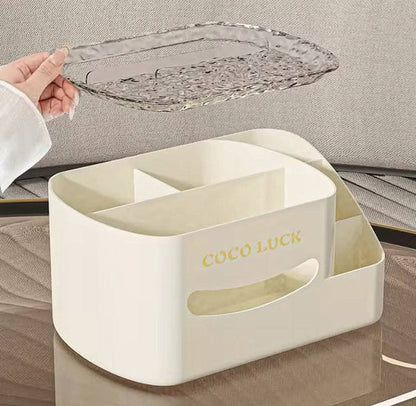 Modern Makeup Organizer With Tissue Box Stylish Cosmetic Display Desk Storage