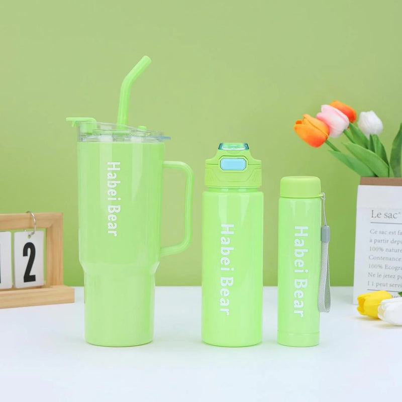 Habei Bear Portable Sports Water Bottle Tumbler 3Pcs Set