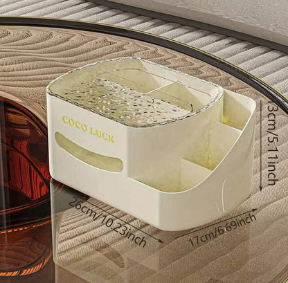 Modern Makeup Organizer With Tissue Box Stylish Cosmetic Display Desk Storage