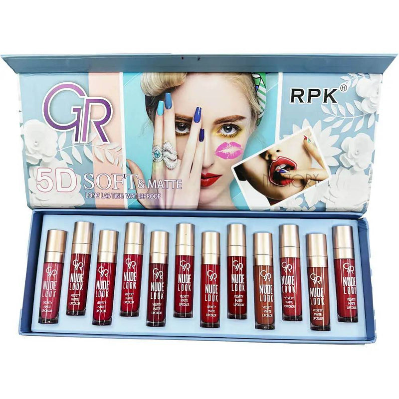 GR Lip Gloss 5D Soft And Matte Long Lasting Waterproof 12Pcs Box