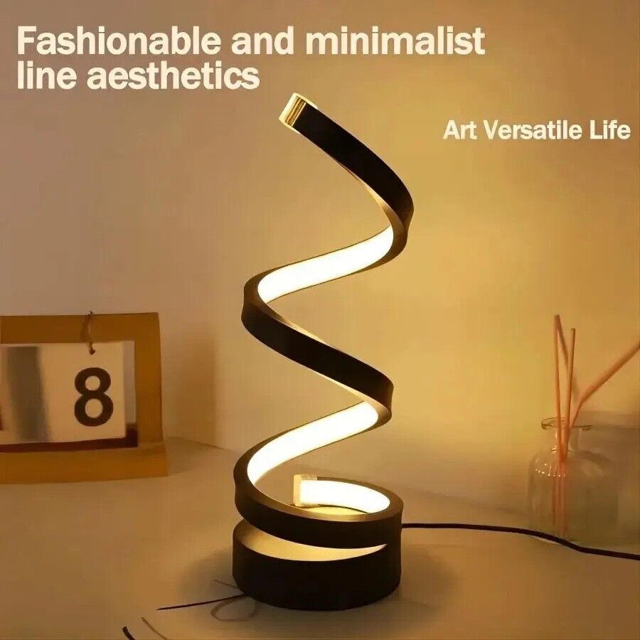 USB Modern Spiral LED 3 Colors Adjustable Light Decorative Table Lamp USB Power Bedroom Bedside Lamp