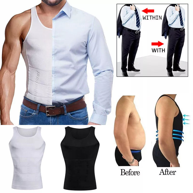 Men Slimming Body Shaper Vest Waist Cincher Shirt Abs Abdomen Shirt Tummy Control Compression Shirts Workout Tank Top