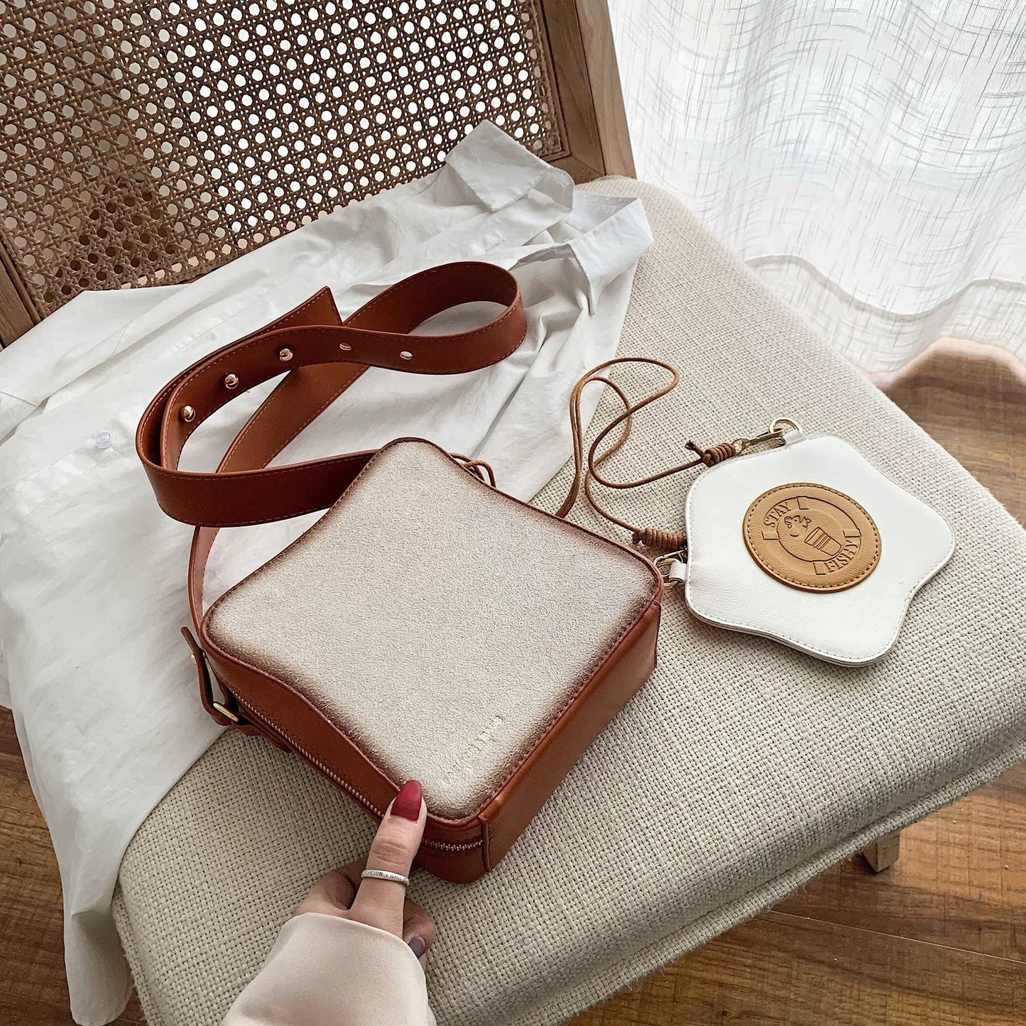 Fried Egg Toast Cross-Border Bag Creative Design Novel Fashionable Egg Bread Shoulder Bag