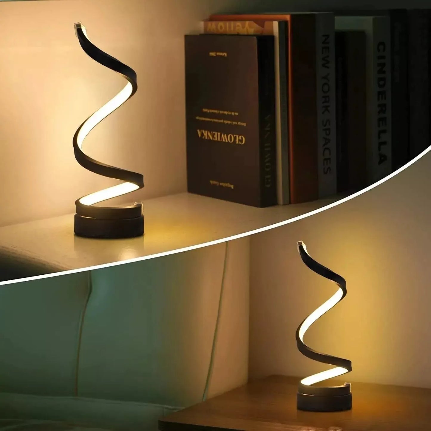 USB Modern Spiral LED 3 Colors Adjustable Light Decorative Table Lamp USB Power Bedroom Bedside Lamp