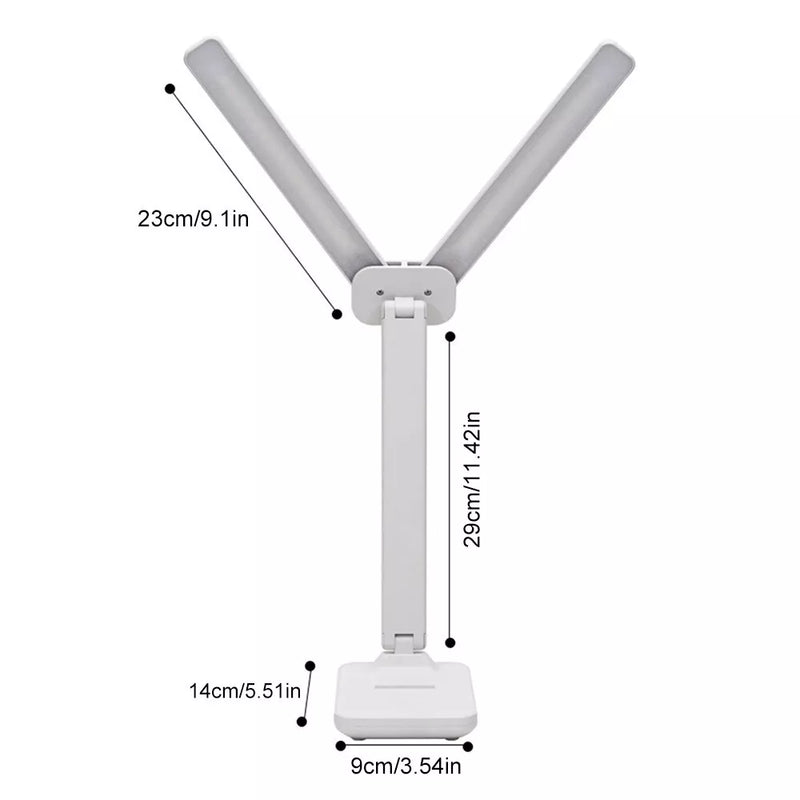 Double Head LED Table Lamp USB Rechargeable Touch Dimmable With Mobile Holder