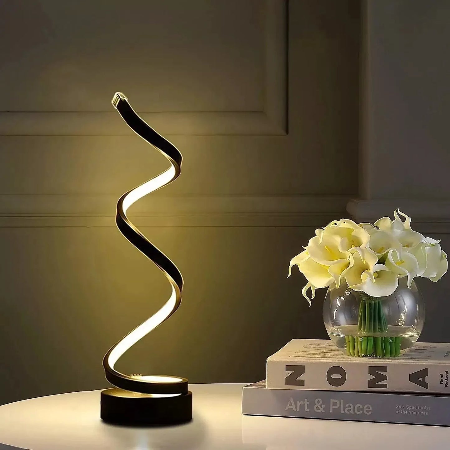 USB Modern Spiral LED 3 Colors Adjustable Light Decorative Table Lamp USB Power Bedroom Bedside Lamp